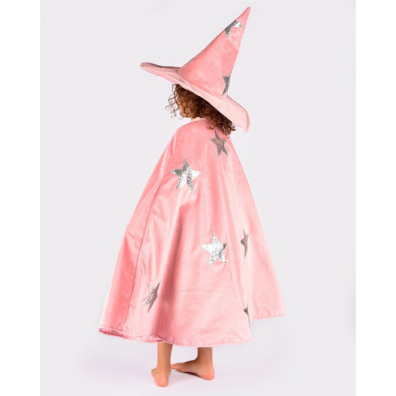 CAPE w HAT VELVET DUSTY PINK 3-8 YEARS