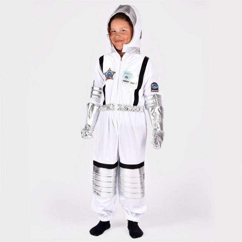 Astronaut overall i vit sammet 116 cl 5-6 år