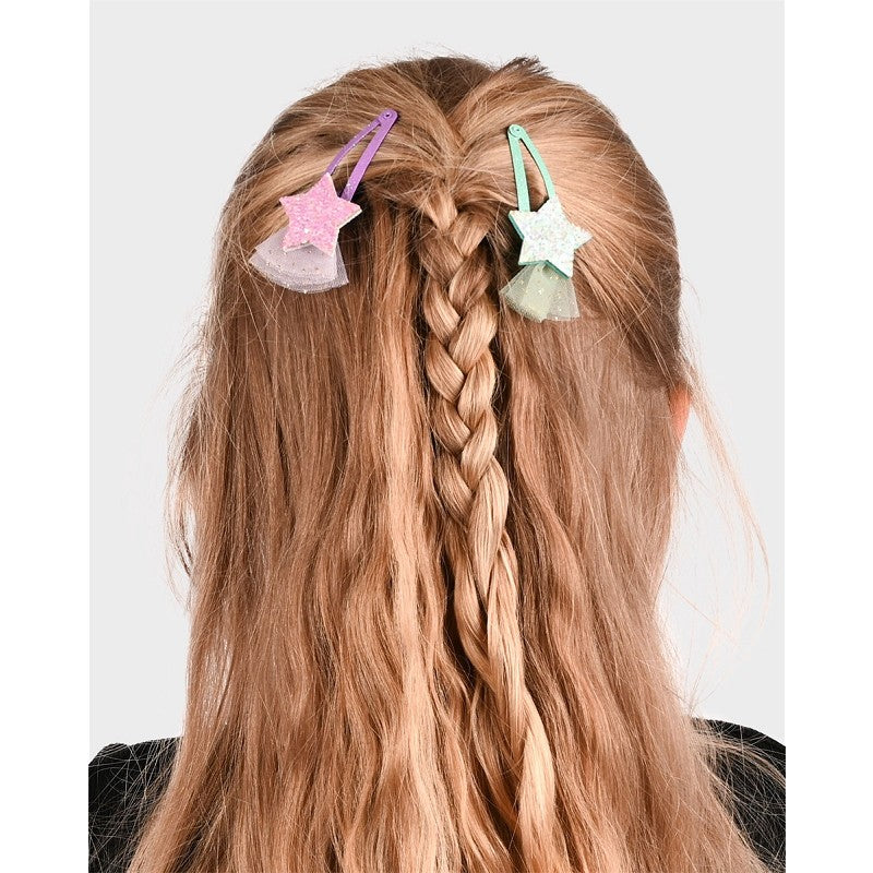 HAIR CLIP GLITTER STAR 4pcs 7cm