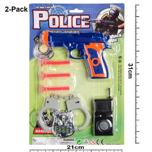 2-Pack Leksaker Polis set - Pistol/ Walky-talky/Badge/ Handcuff/Bullets