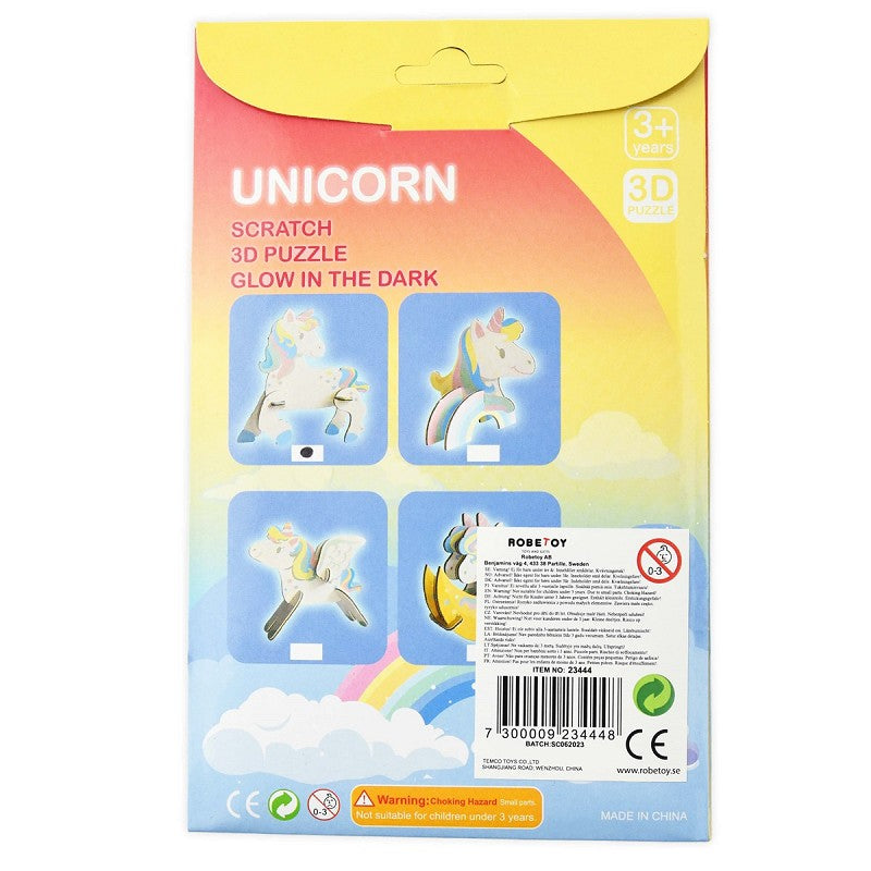 SCRATCH PUZZLE UNICORN 3D gid 2pcs 15,5cm