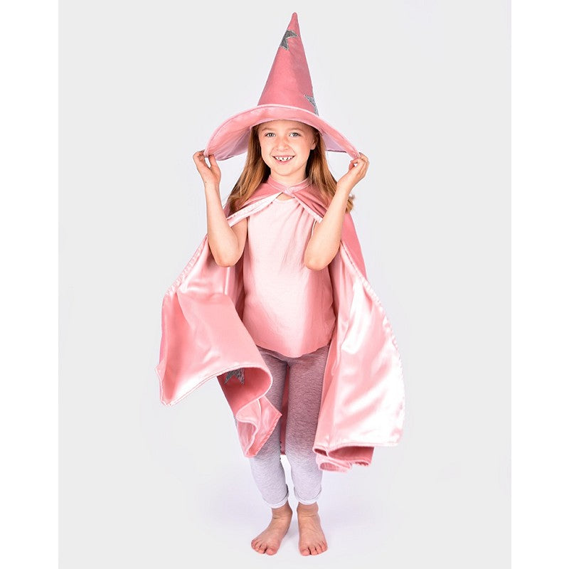 CAPE w HAT VELVET DUSTY PINK 3-8 YEARS