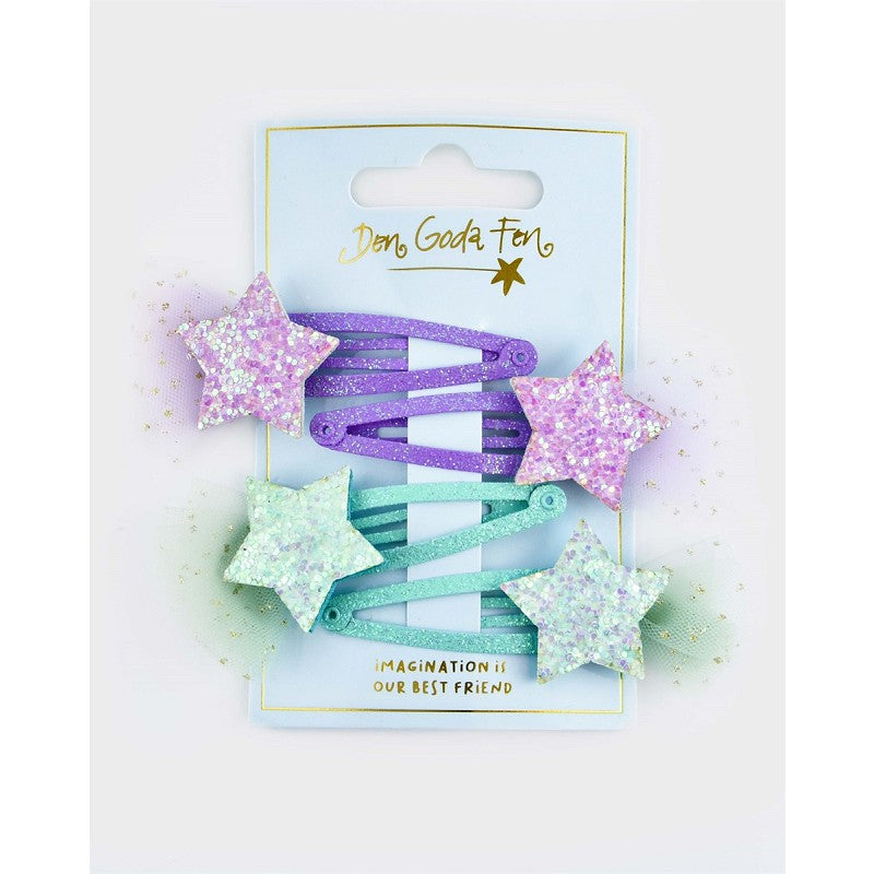 HAIR CLIP GLITTER STAR 4pcs 7cm