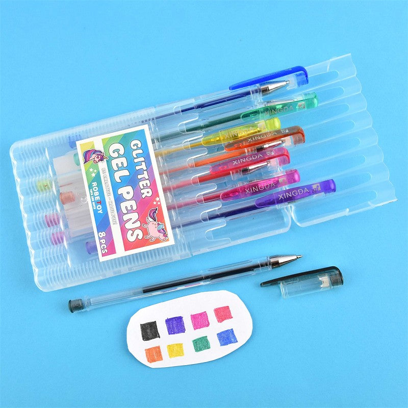 Glitterbläckpennor 8 st 15cm