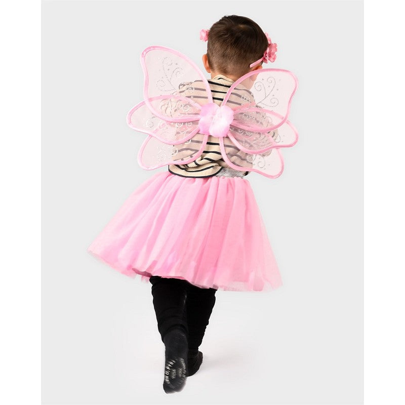 Tutu rosa blomsterfe-set 122-128 cl 6-8 år