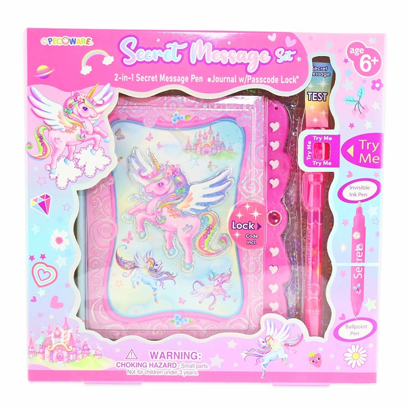 DIARY SET w SECRET PEN UNICORN 2pcs 21cm