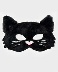 Kattmask svart fluffig one size