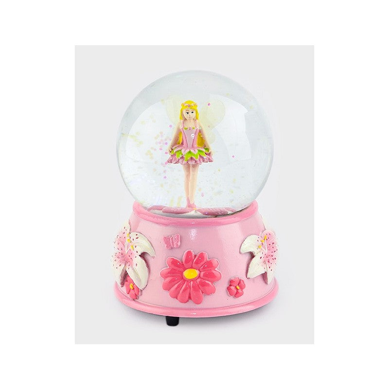 Glitterglob med fe och vevmusik 12cm