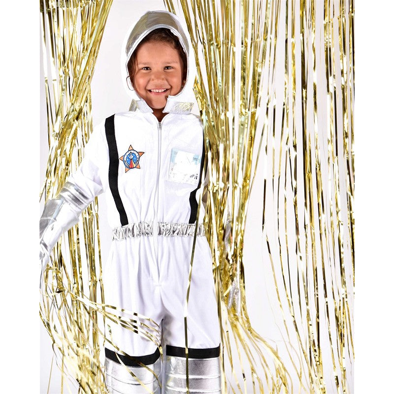 Astronaut overall i vit sammet 116 cl 5-6 år