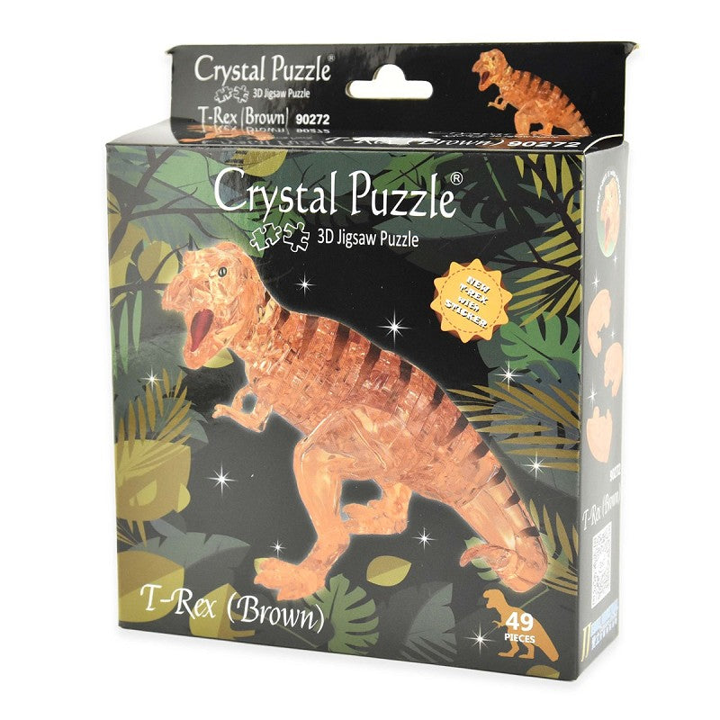 3D Crystal Puzzle Pussel T-rex brun 49 bitar