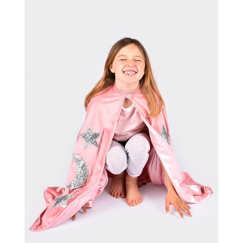 CAPE w HAT VELVET DUSTY PINK 3-8 YEARS