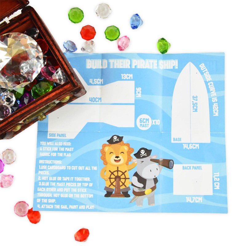 Piratkista med diamanter 37 delar 7cm