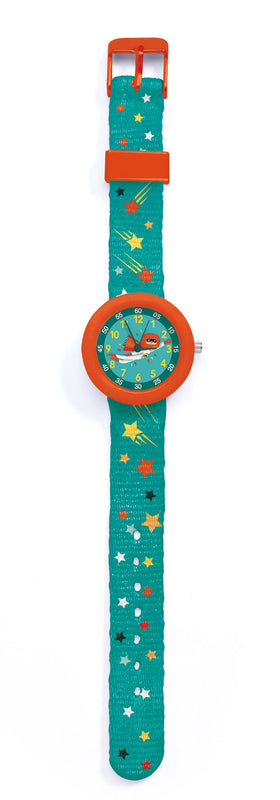 Superhjälte Barnklocka – Turkos & Orange Armband