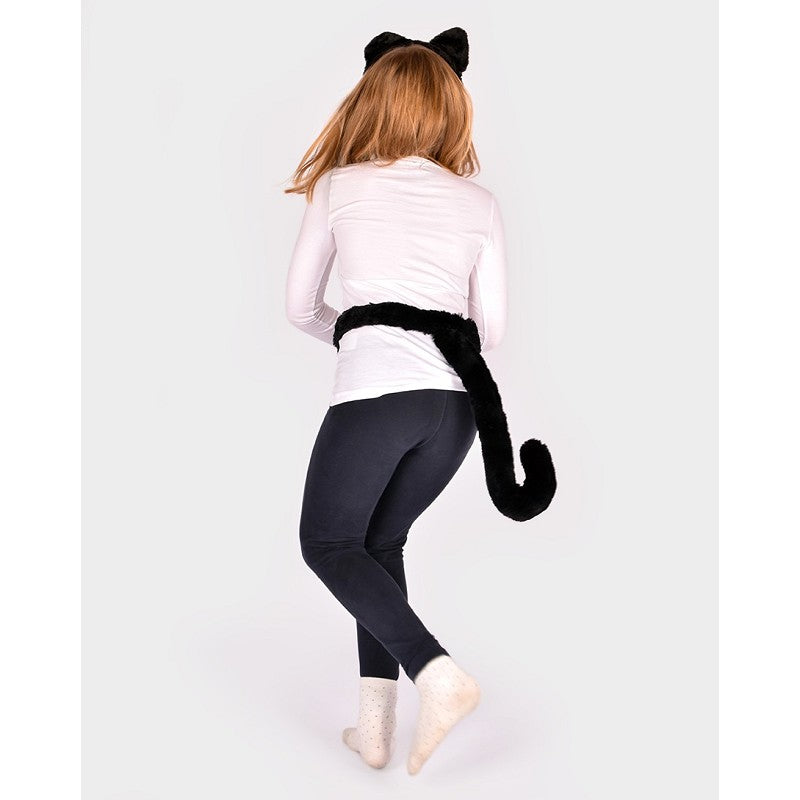BLACK CAT EARS AND TAIL FLUFFY one size