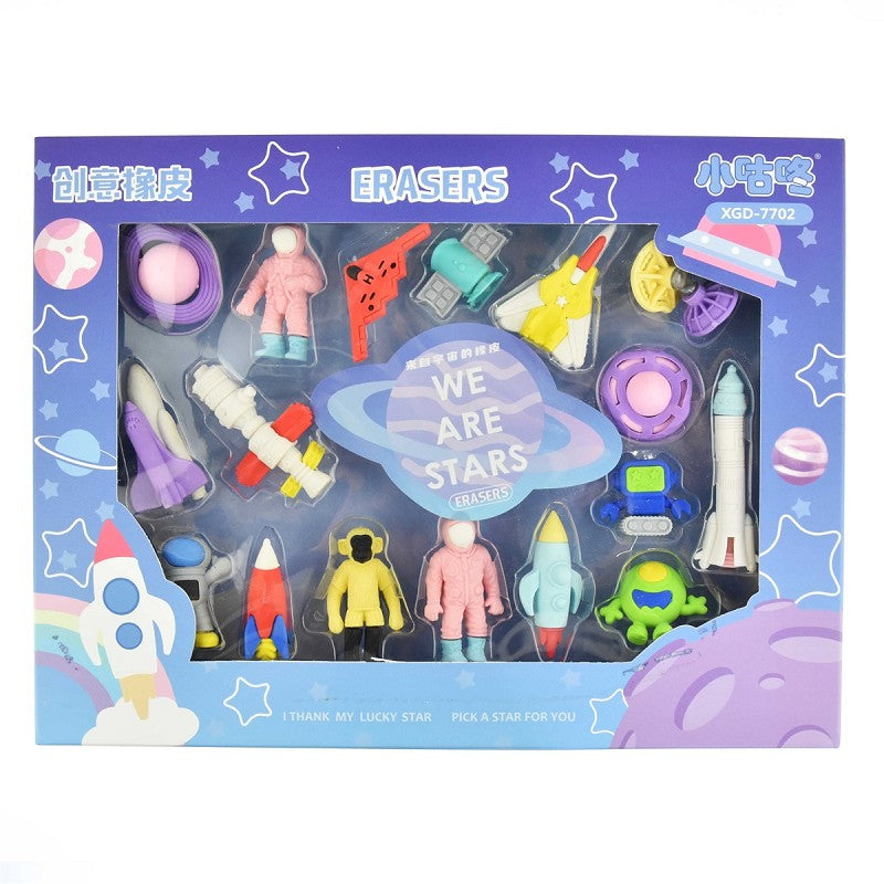 Rymdradergummi-set 17delar