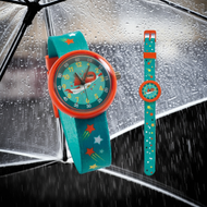 Superhjälte Barnklocka – Turkos & Orange Armband