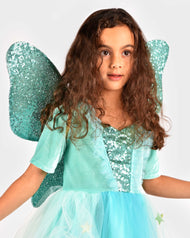 Vingar med paillett mintgrön 50cm