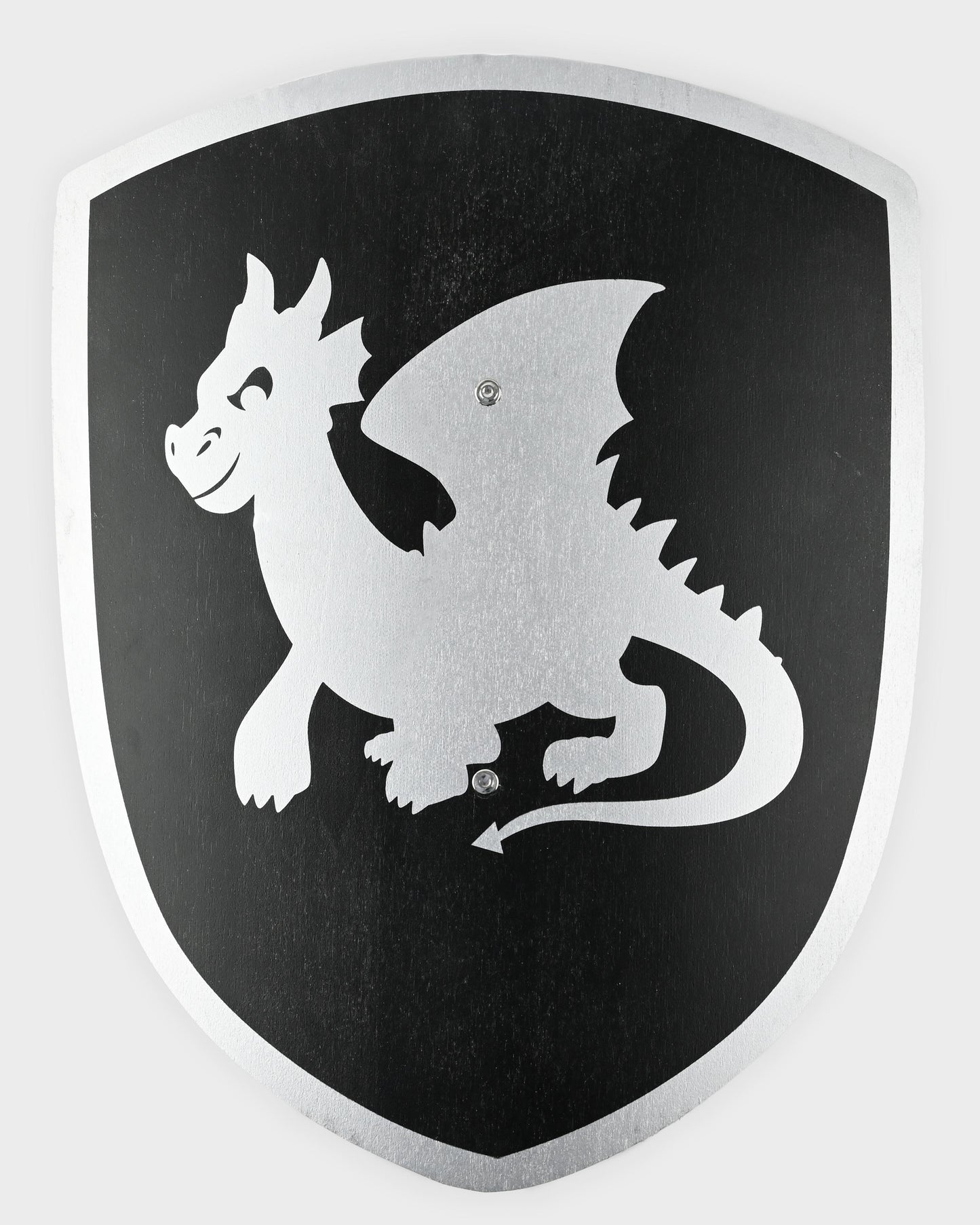 Träsköld, drak svart/silver
