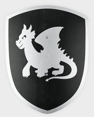 Träsköld, drak svart/silver
