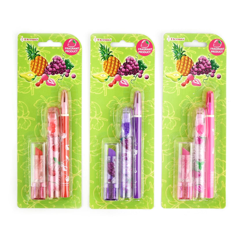 Raket/läppstiftssuddgummi + penna med doft 14cm