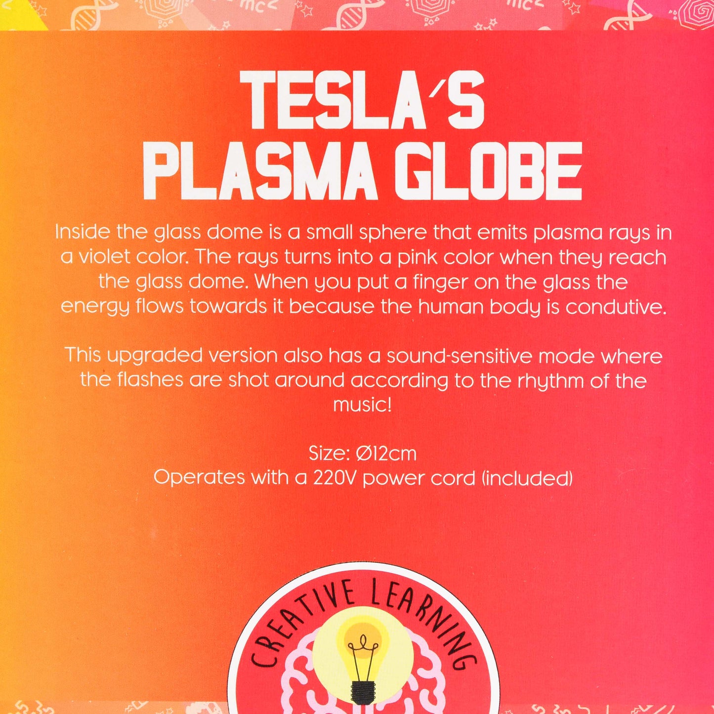 Tesla plasmaglob med strömkabel 21cm