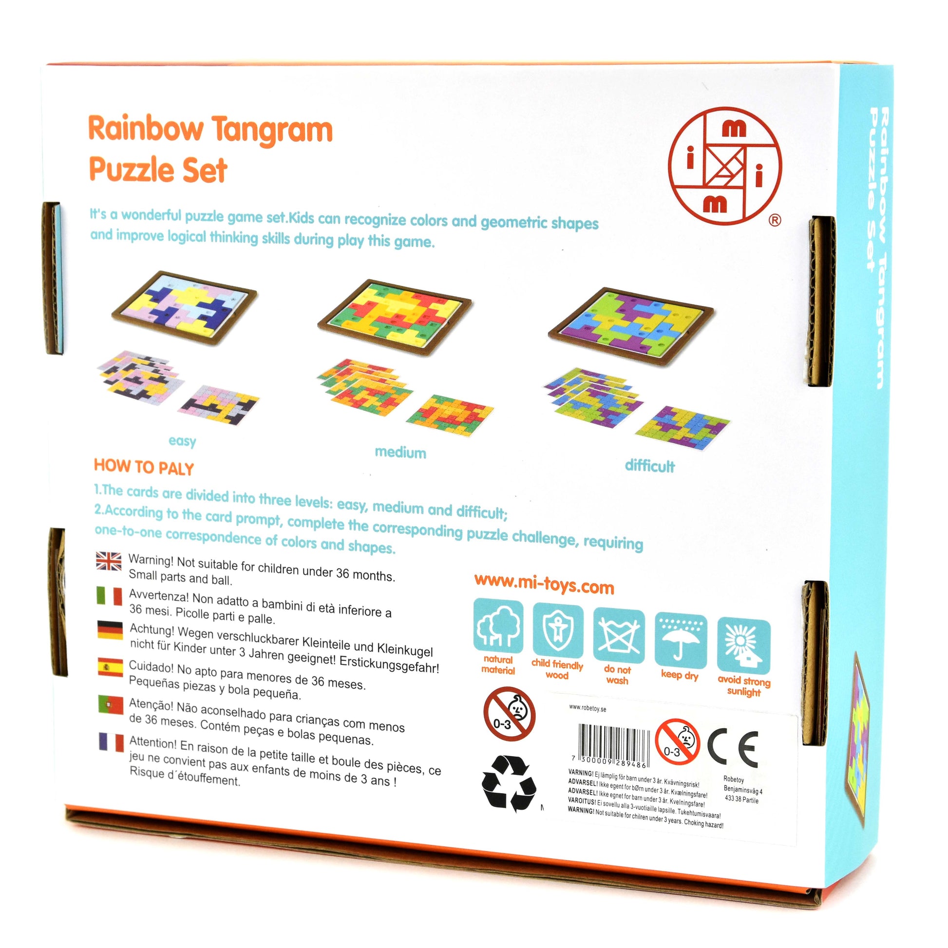 Tangram pussel set regnbåge 64 bitar