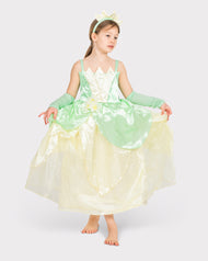 Prinsessklänning ljusgrön med tillbehör 122-128 cl 6-8 år