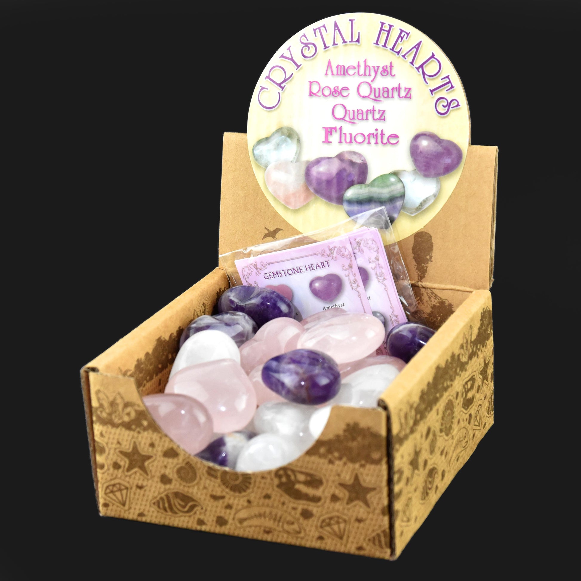 Ädelstenshjärtan i kristall 30st 3cm