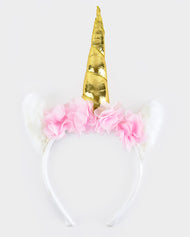 Diadem enhörning med blommor 28cm