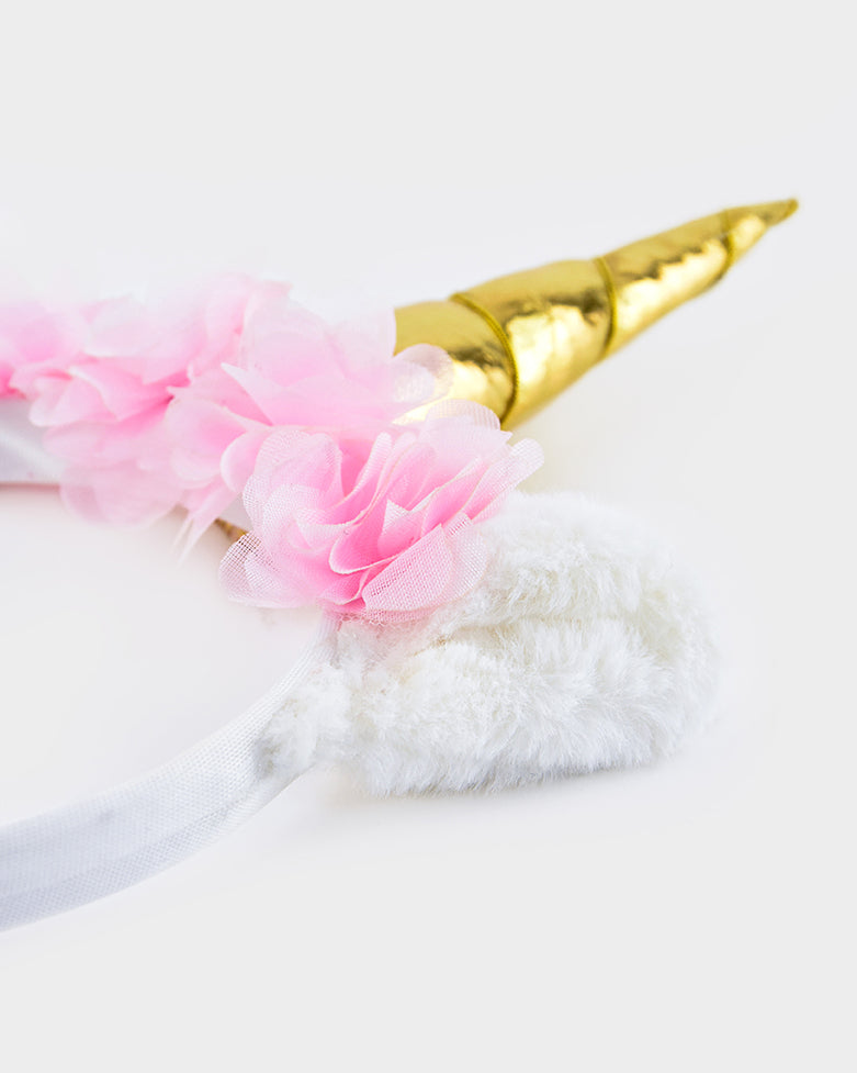 Diadem enhörning med blommor 28cm