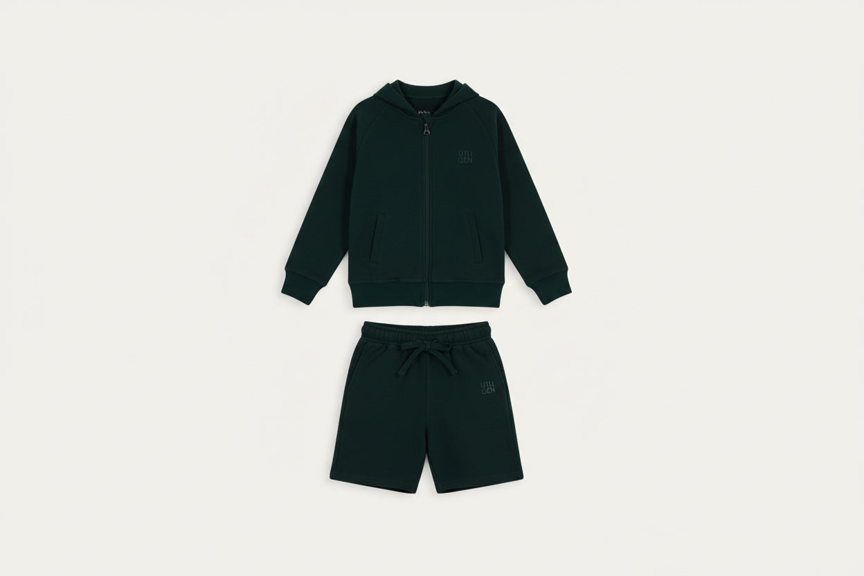 Zipper Jacket with Short Bottle Green – Stilfull och bekväm design för mellansäsong