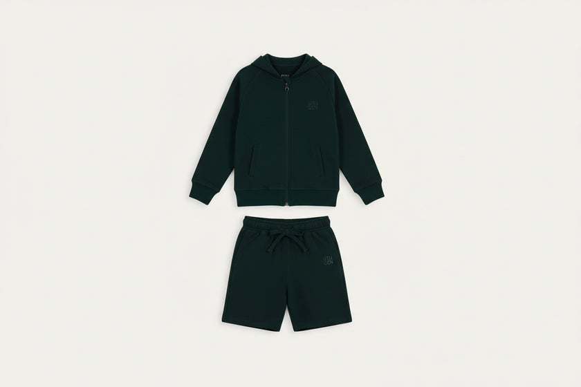 Zipper Jacket with Short Bottle Green – Stilfull och bekväm design för mellansäsong