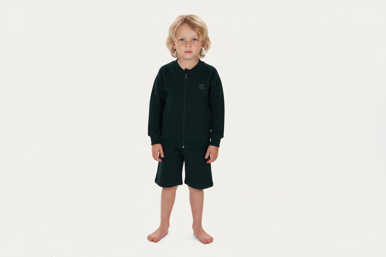 Zipper Jacket with Short Bottle Green – Stilfull och bekväm design för mellansäsong