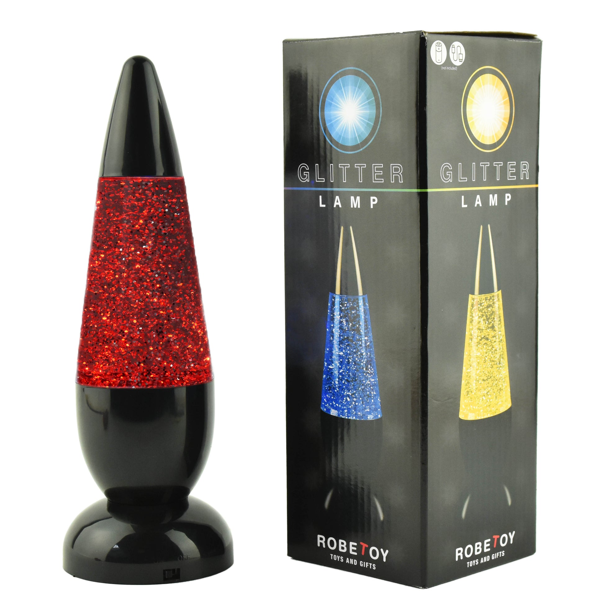Flerfärgat glitterlampa b/o 25cm