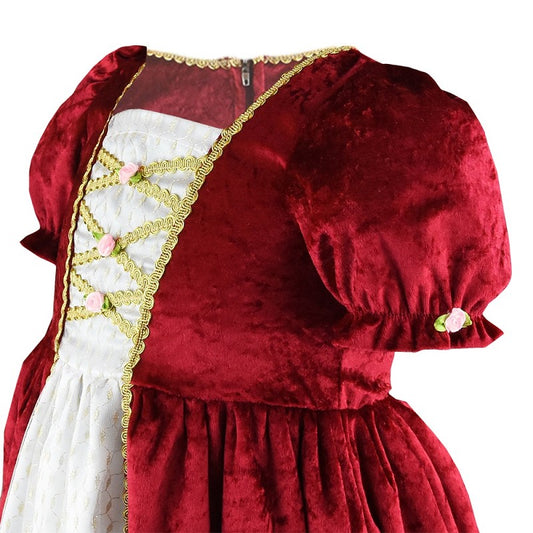 Prinsessklänning i röd sammet 122-128 cl 6-8 år