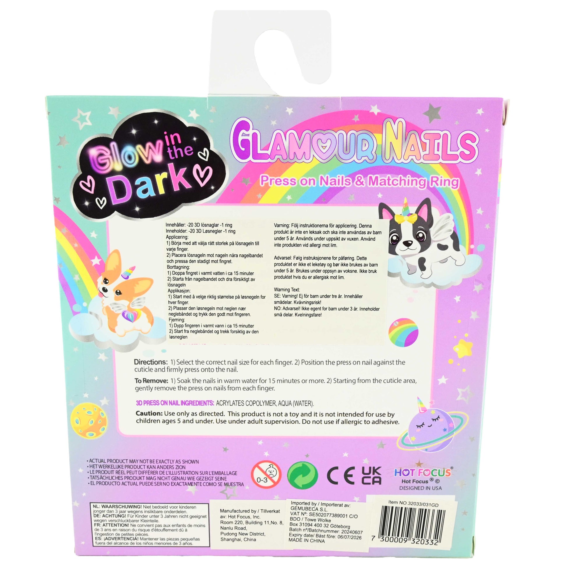 Spik glamour press-on och ring gid 21pcs