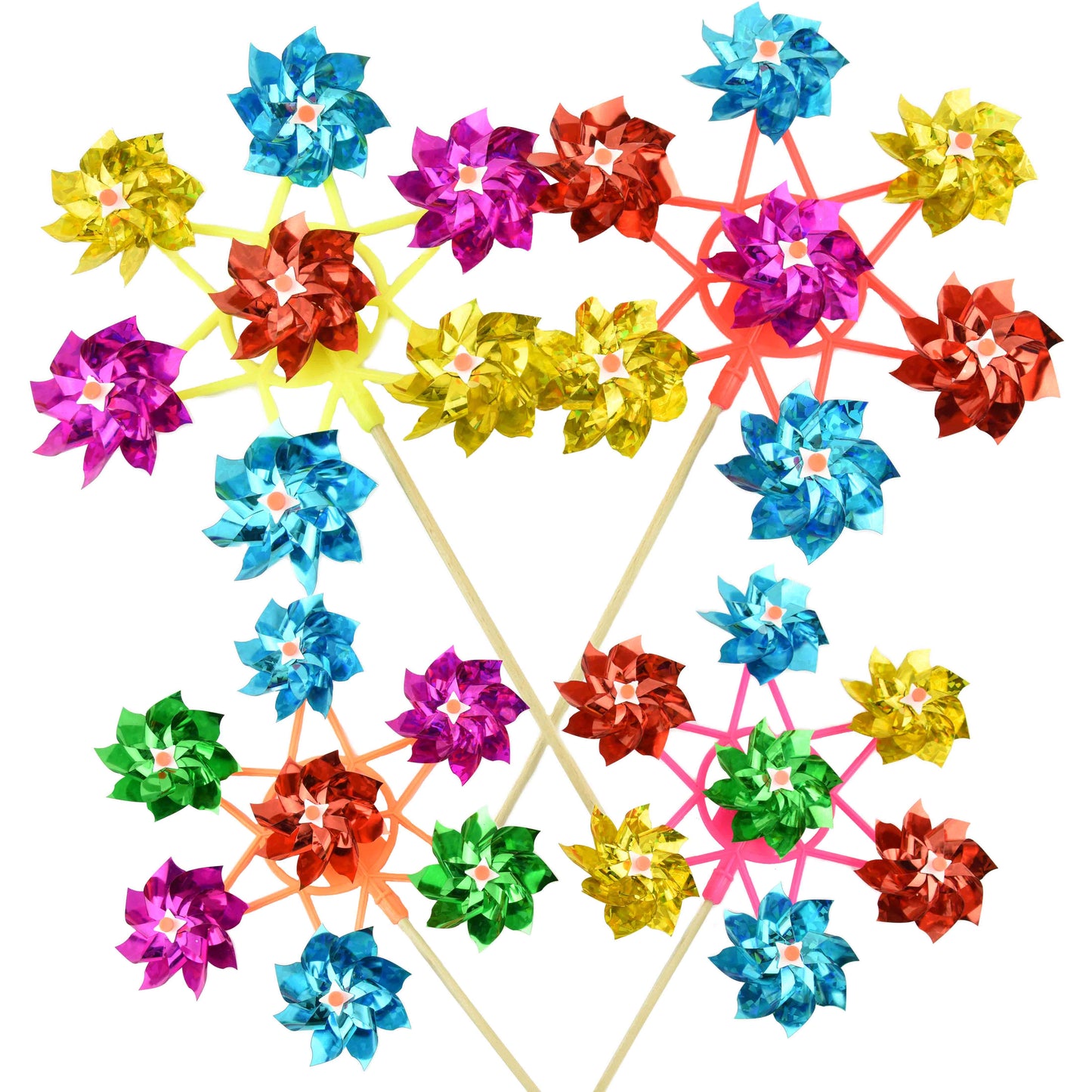 Vindkvarn 7 blommor trä 53cm