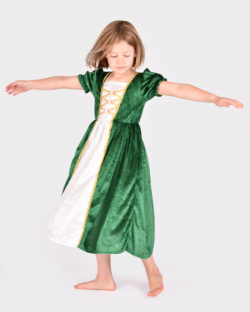 Grön prinsessklänning i sammet för barn 2–8 år | Den Goda Fena