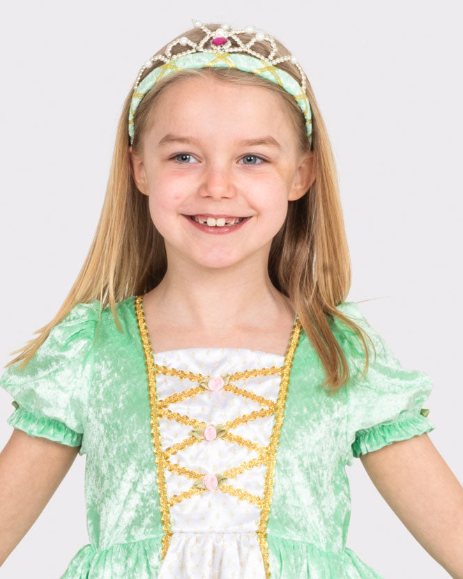 Tiara ljusgrön sammet 14cm