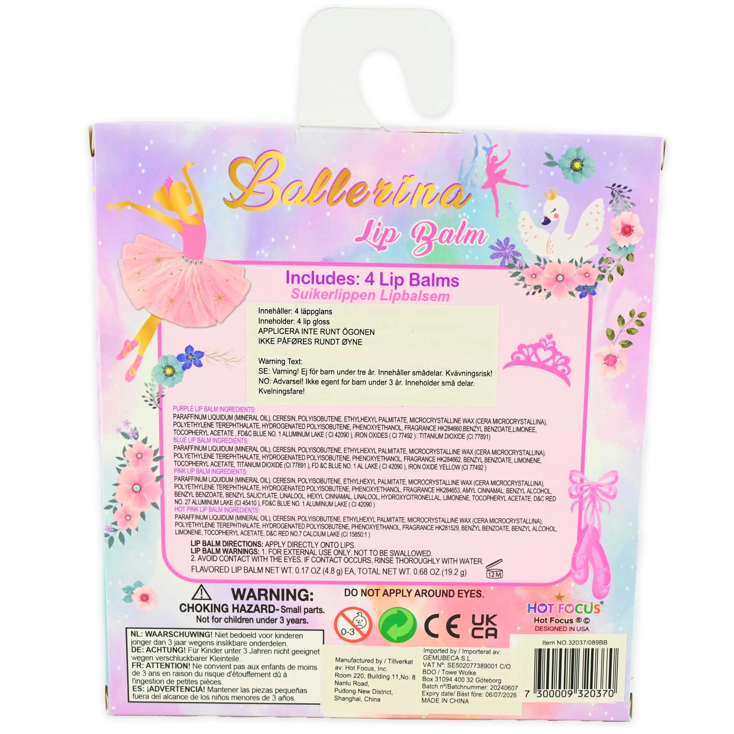 Läppbalsam ballerina 4st 6cm
