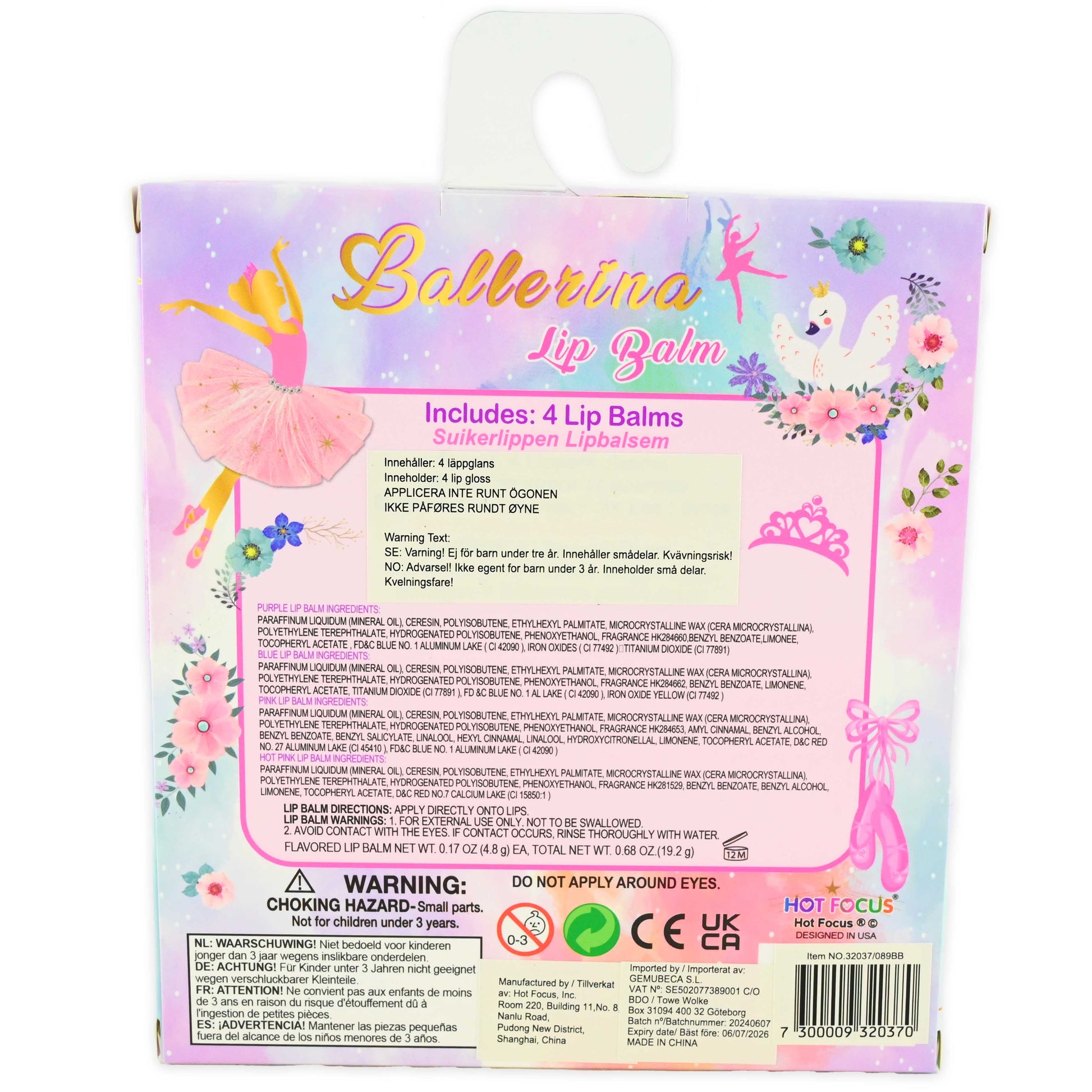 Läppbalsam ballerina 4st 6cm