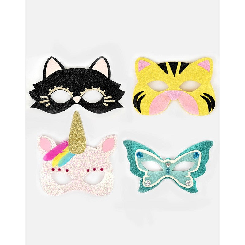Mask glitterdjur 4-pack 19cm