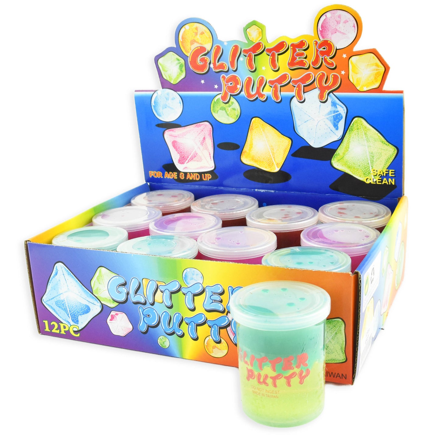 Putty tvåton glittrande/neon 135g 7cm