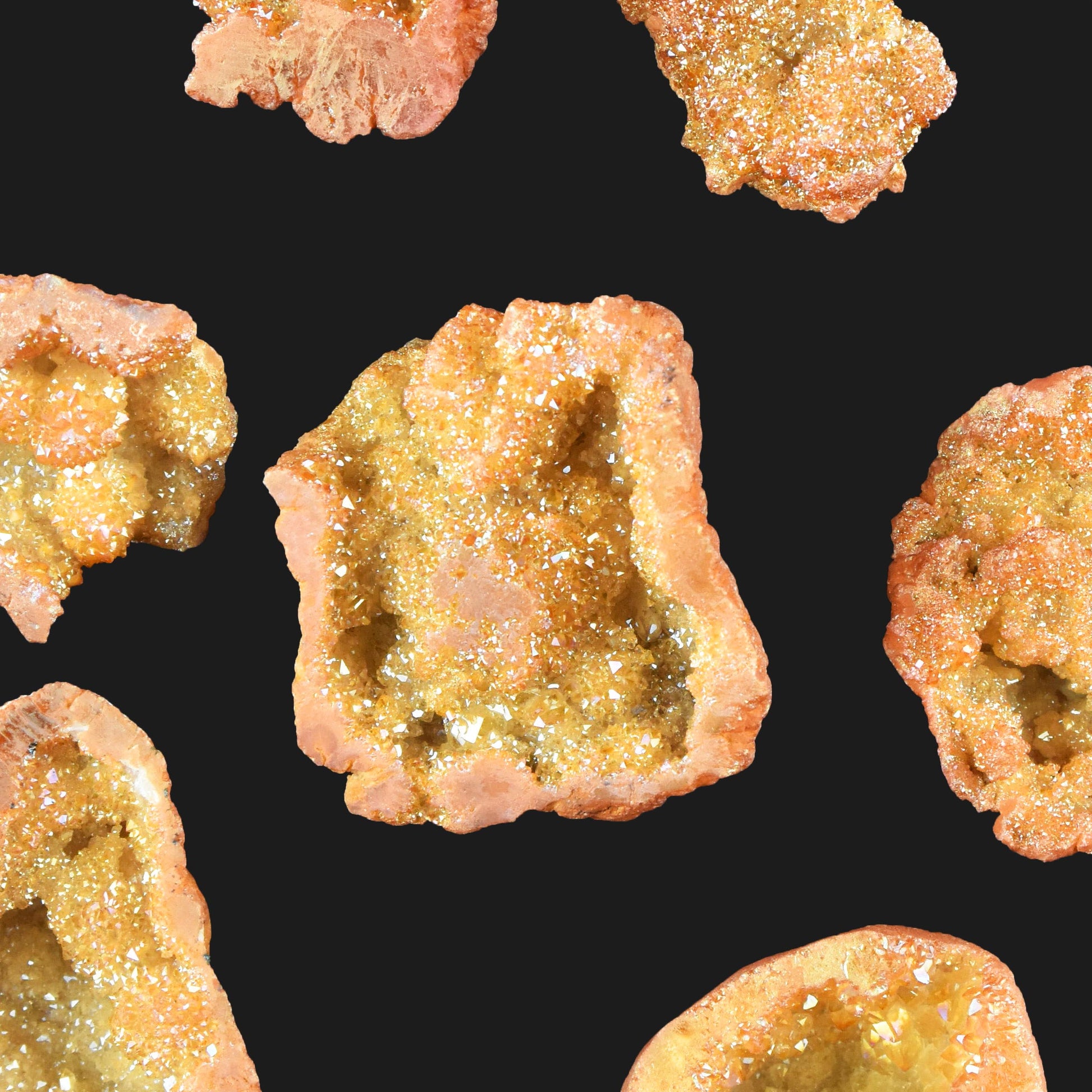 Aura kvarts geoder orange 10st 3-6cm