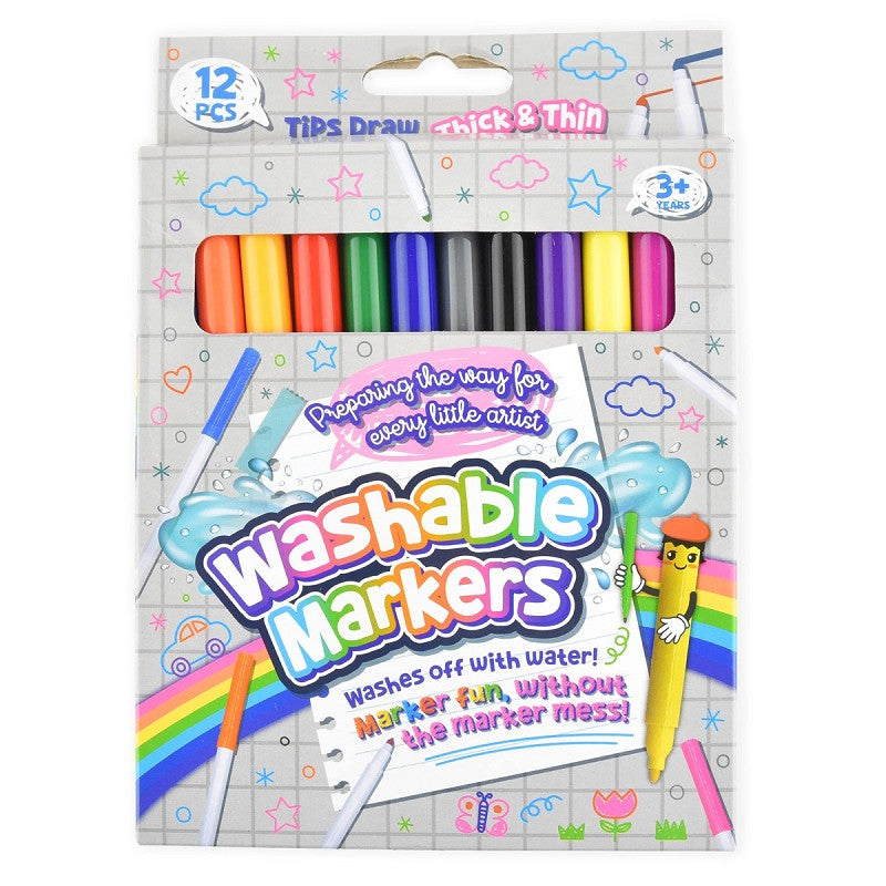 Tvättbara markörer 12 färger 19cm