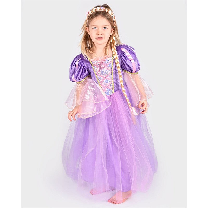 Prinsessklänning lila med fläta 2-8 år