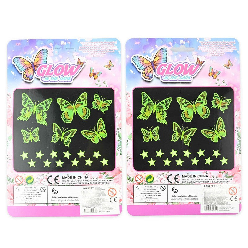 Väggklistermärken fjärilar glittrande 7-12cm 17st