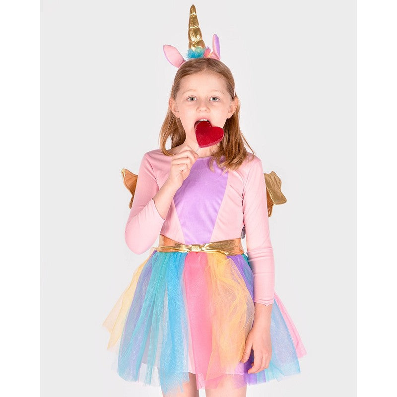 DRESS UNICORN w DIADEM 110-116 CL 4-6 YEARS
