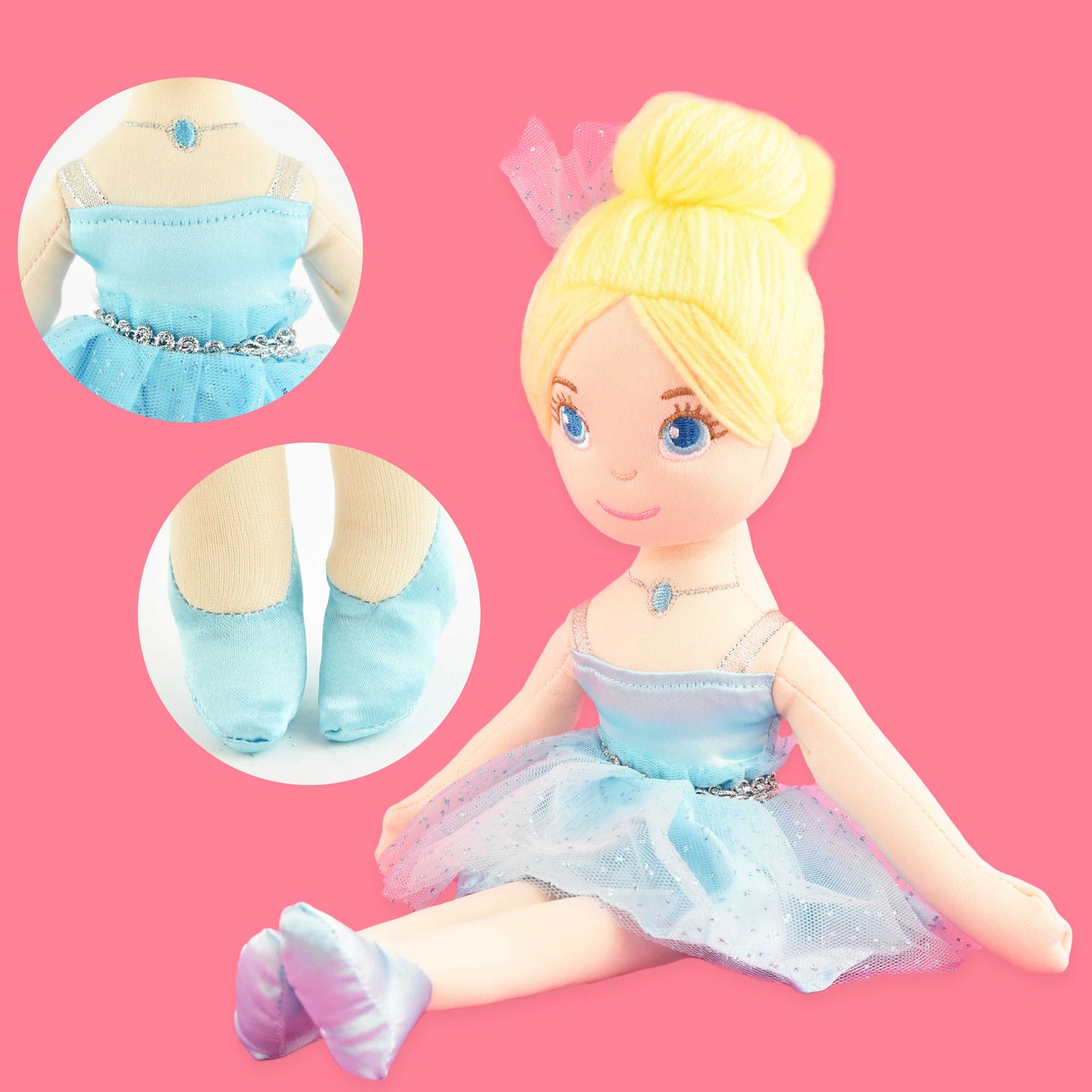Trasdocka ballerina blå 34cm