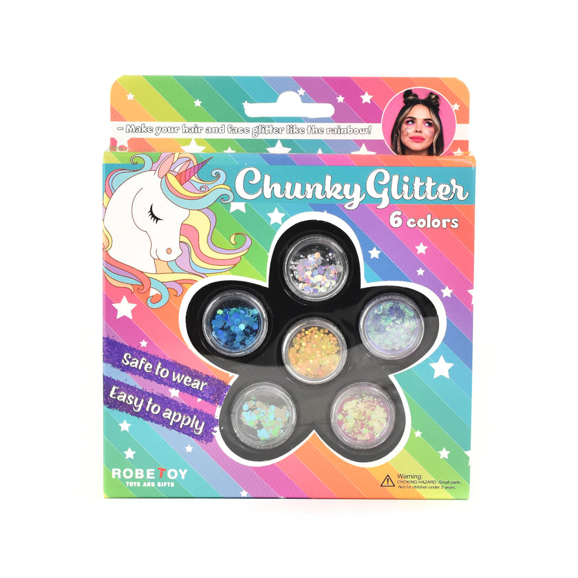Sminkglitter 6 färger 2cm